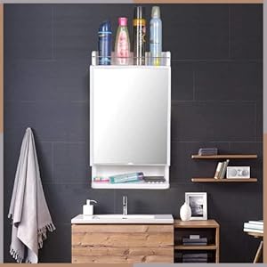 HOMACE Plastic Bathroom Cabinet with Mirror Shelves Organizer and Shelf | Wash Basin Mirror for Wall with Cabinet (Colour- White) HOMACE Plastic Bathroom Cabinet with Mirror Shelves Organizer and Shelf | Wash Basin Mirror for Wall with Cabinet (Colour- White)