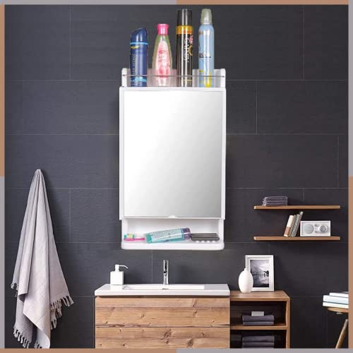 HOMACE-Plastic-Bathroom-Cabinet-with-Mirror-Shelves-Organizer-and-Shelf-Wash-Basin-Mirror-for-Wall-with-Cabinet-Colour-White HOMACE Plastic Bathroom Cabinet with Mirror Shelves Organizer and Shelf | Wash Basin Mirror for Wall with Cabinet (Colour- White)