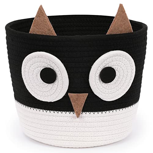 Image of MaidMAX Animal Storage Basket for Kids, Owl Rope Storage Basket for Baby Diaper, Stuffed Animal Storage Bin Rope Basket for Kids Toy, Baby Laundry Basket