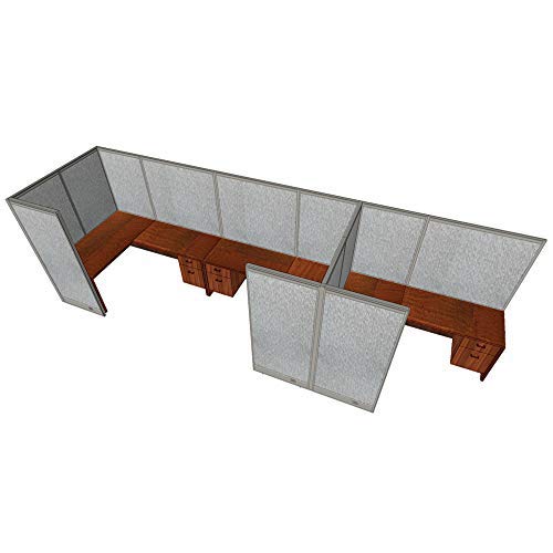 GOF 3 Person Workstation Cubicle (6\'D x 18\'W x 4\'H) / Office Partition, Room Divider (72\" H Cubicle with Desk, Dark Cherry)