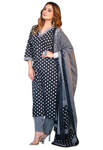 Ensemble kurta noir en viscose rayonne premium avec finitions soignées LookMark