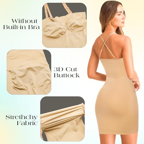 Image of Strapless Shapewear Slips for Tummy Control Women's Full Slip Under Dresses Body Shaper Seamless