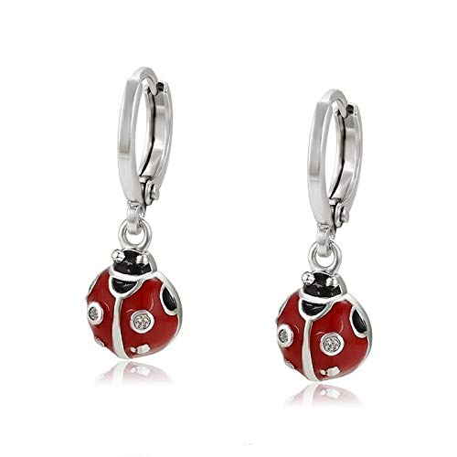 Boucles d'Oreille Créoles Coccinelle Rouge Enfant Argent Fin 925 Rhodié Cover