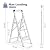 KINGRACK Aluminium 3 Step Ladder, Lightweight Step Stool with Non-Slip Pedals, Handrail, 330 LBS Foldable Step Ladder for Kitchen, Garage, Home, Space Saving, Sturdy and Portable, Silver