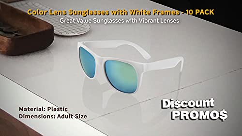 DISCOUNT PROMOS UV Protected Color Lens Sunglasses with White Frames4