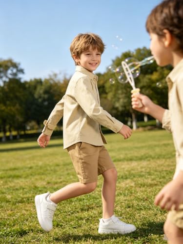 Image of DHTS Boys' Dress Shirts Toddle Boy Long Sleeve Uniform Shirt for Kids
