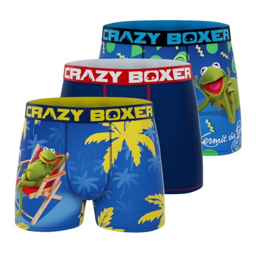 CRAZYBOXER Men's Underwear The Muppet Show Distortion-free Resistant Boxer Brief Soft (3 PACK)
