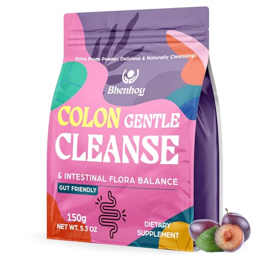 Colon Gentle Cleanse & Detox, Gut Cleanse Detox for Women & Men, for Digestion, Gut Health*, Intestinal Flora*, Constipation*, with 7 Probiotics, Psyllium Husk Powder & Fiber Supplement, Prune, 5.3 OZ