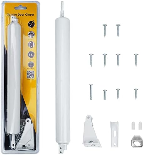 Storm Door Closer,White,Door Closure with Hold Open Feature & Smooth Closing Motion – for Storm, Screen Doors