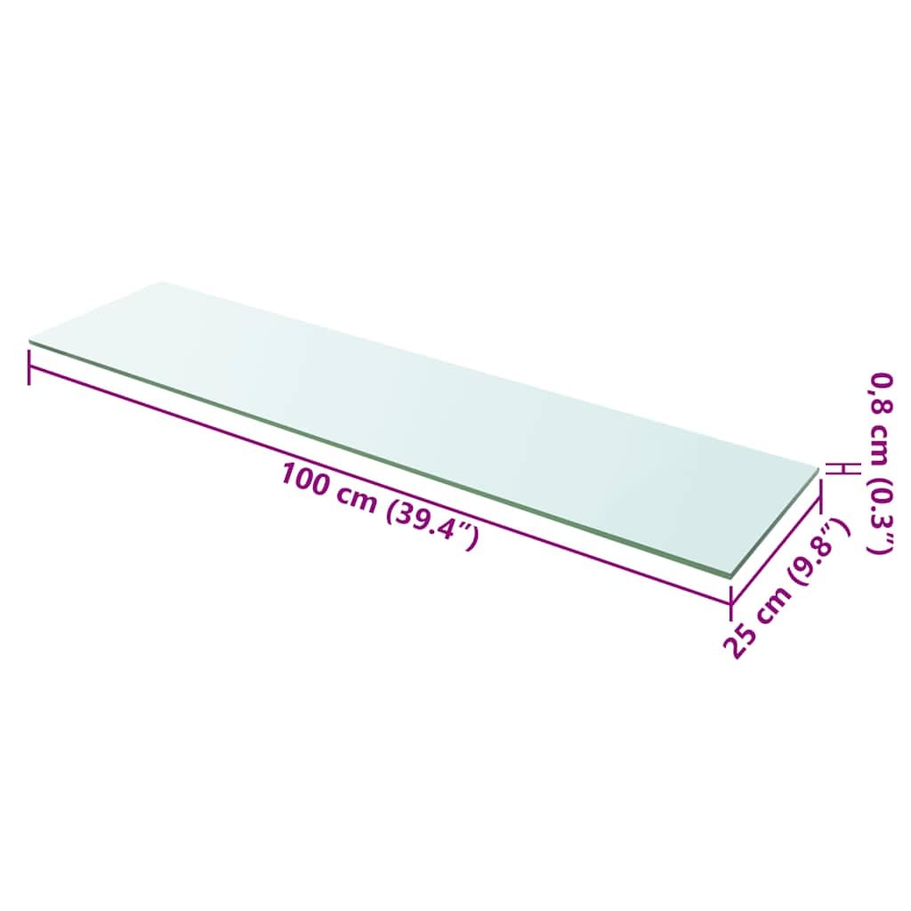 Pannello mensola in vetro temperato, 100 x 25 cm | Capacità 15 kg, forte e durevole, facile da pulire, per negozio o casa