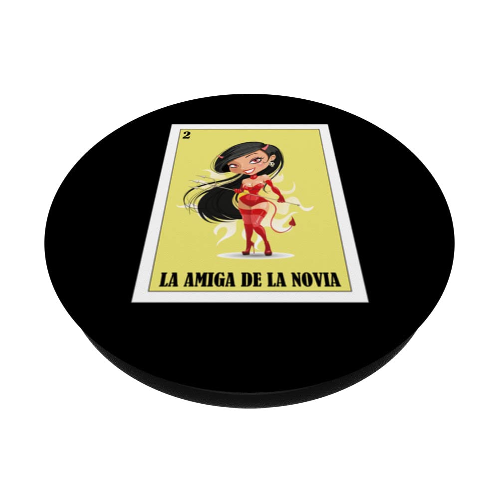 Funny Mexican Design for Weddings - La Amiga De La Novia PopSockets Swappable PopGrip, Black - Image 2