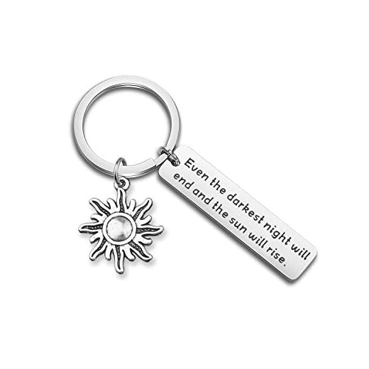 WUSUANED Les Miserables Quote Keychain Even The Darkest Night Will End And The Sun Will Rise Hope Recovery gift (sun rise)