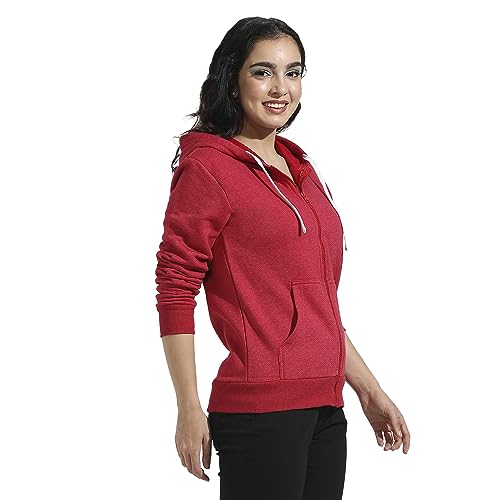 Image of PINACOLADA Women's Zip-Front Hoodie with Angled Open Pockets for Casual Wear | Hooded Neck | Long Sleeve | Zipper Closure | Cotton Sweatshirt Crafted with Comfort Fit for Everyday Wear