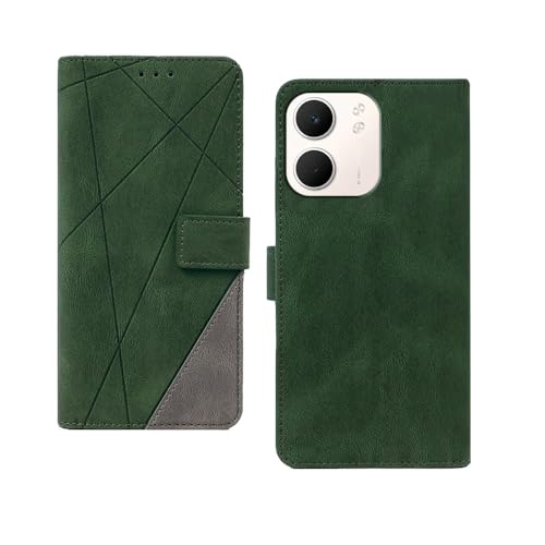 Image of amazon basics Oppo A5X 5G Flip Cover | Card Pockets Wallet & Stand | Flip Cover for Oppo A5X 5G (Green with Grey)