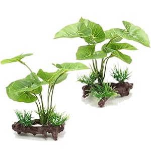 2 Pcs Fish Tank Decor Aquarium Decorations Green Lifelike Plastic Artificial Plant Betta Leaf Hammock Landscaping Ornaments, Underwater Aquatic Water Grass Waterweed Decor Goldfish Fish Hides