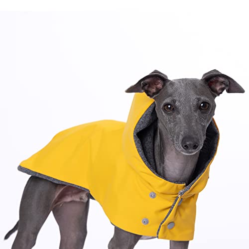 Yigi Italian Greyhound Hooded Waterproof Raincoat with Harness Opening, Fleece Lining - Adjustable, Lightweight, Breathable Rain Poncho Dog Rain Coat Jacket for Italian Greyhound (X-Large) by Yigi - Used condition - US$29.17
