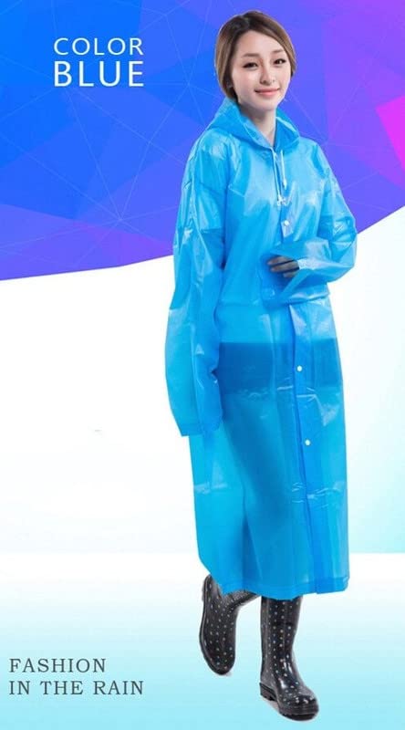 Image of AUGEN By Visions India Women EVA Waterproof Transparent Rain Coat Hooded Outdoor Water Resistant Portable Raincoat Suit for Unisex EVA Rain Coat (Free Size)