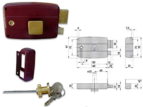 Cerradura de cilindro despegado DX Cisa 0920236 mecánica de sobreponer o embutir