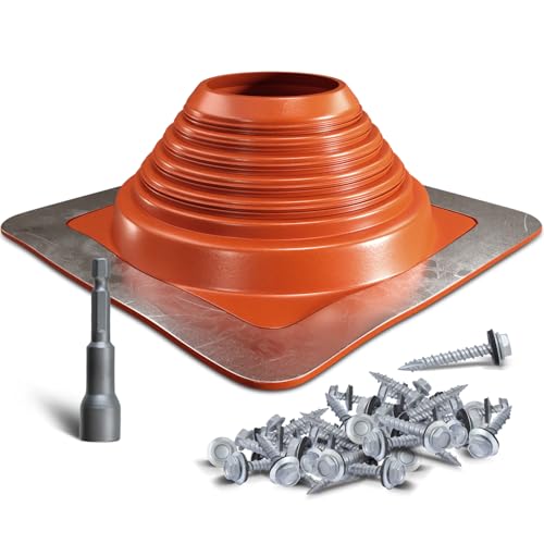 VIVIDA 8-inch silicone metal roof pipe flashing, square base