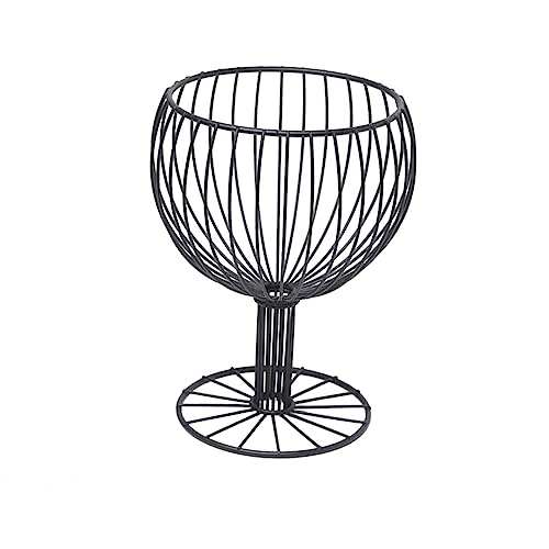 Alipis Cesto Di Frutta in Ferro a Forma Di Calice Da Vino, Cestino Portaoggetti in Metallo Nero Aerazione a 360°, Fruttiera Multifunzionale Per Cucina e Sala Da Pranzo