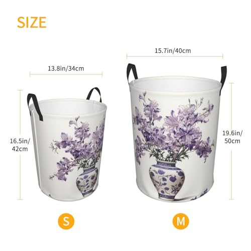 Grand panier à linge pliable avec imprimé fleurs dans un vase
