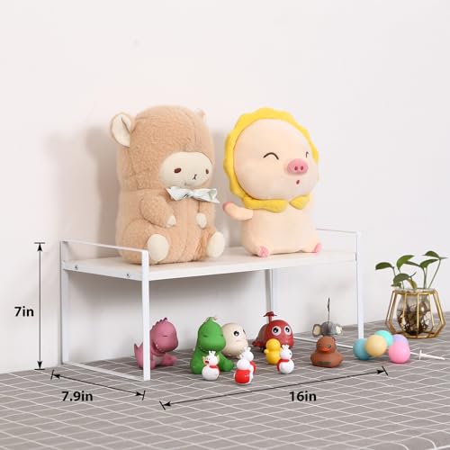 Image of YGYQZ Wood Office Desk Shelf Organizer - Desktop Supplies Cute Dresser Top Organization Storage Rack and Cubicle Decor Aesthetic Bookshelf for Women Man and Kids(White-Single Tier)