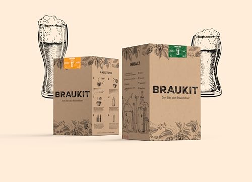Braukit - Helles Bierbrauset mit 5L Gärflasche | Malzmischung, Hopfen, Hefe, Thermometer, Reiniger, Abfüller | Einfache Handhabung, Perfekt für Einsteiger | Geschenk für Männer