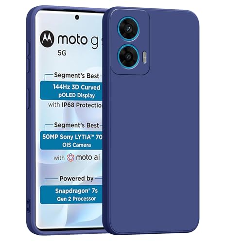 Image of amazon basics Back Cover for Moto G96 5G | Ultra Slim Soft Rubberised Case | Matte Silicone Flexible Mobile Case | Camera Protection - Blue