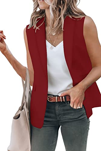 Womens Sleeveless Blazer Vest 2025 Summer Sleeveless Lapel Open Front V Neck Office Jacket Lightweight Blazers3