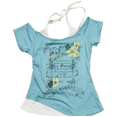 Baby Tee Y2k Donne Grunge Top Emo 2000s Vintage Falso