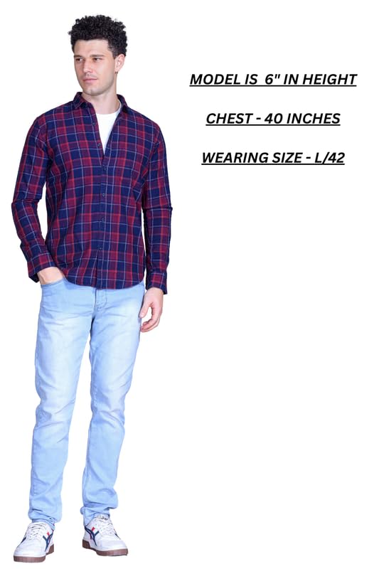 Image of SANE ORIGINALS Ingdigo Washed Checks Pure Cotton Shirt for Men