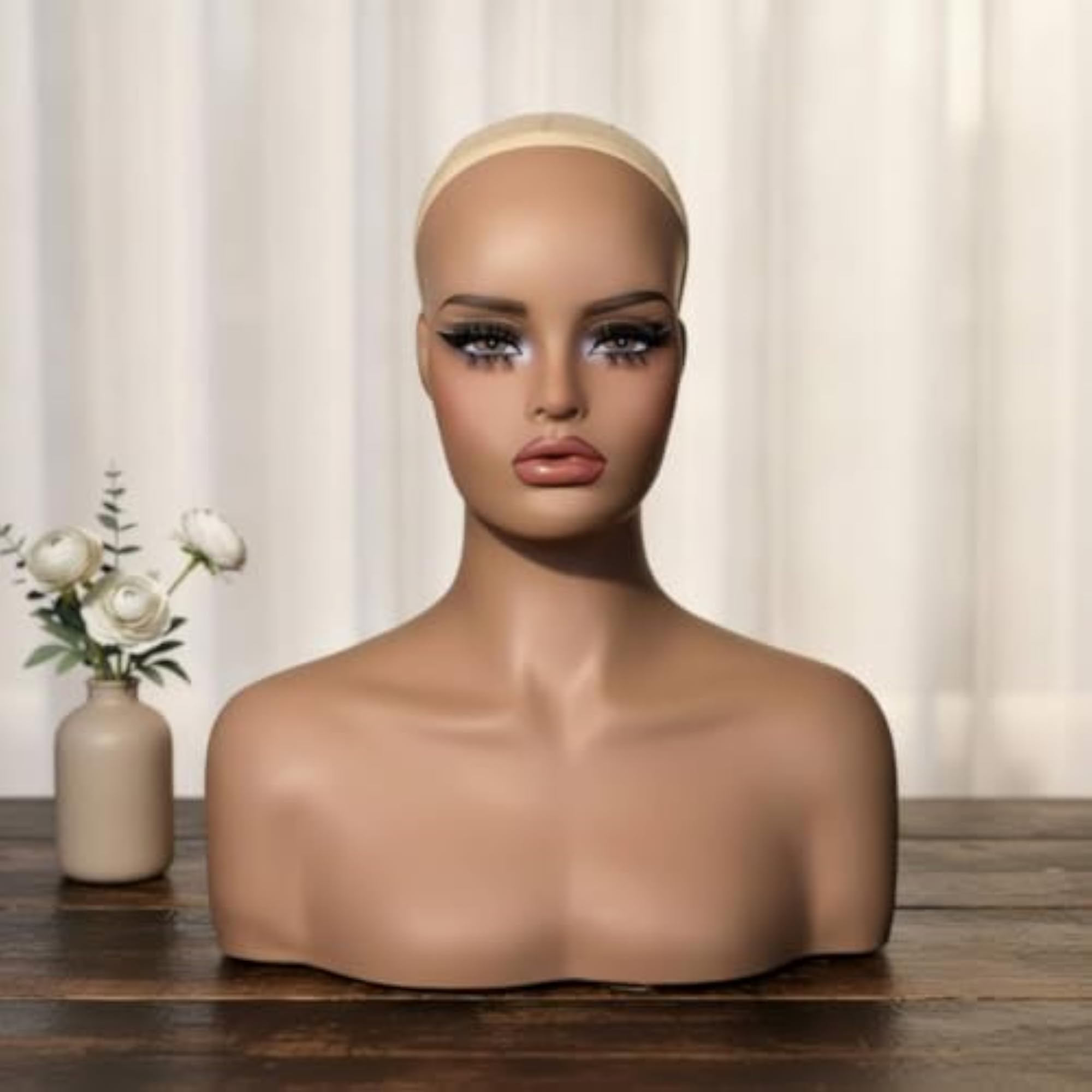 Sculpted Hair Mannequin Head with Shoulders for Display