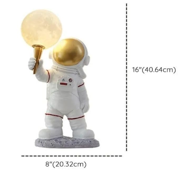 Image of Lunar Astronaut Resin Bedside Table Lamp for Kids' Room Desk Lamp- Warm White (Bulb Included)|Rise Pose