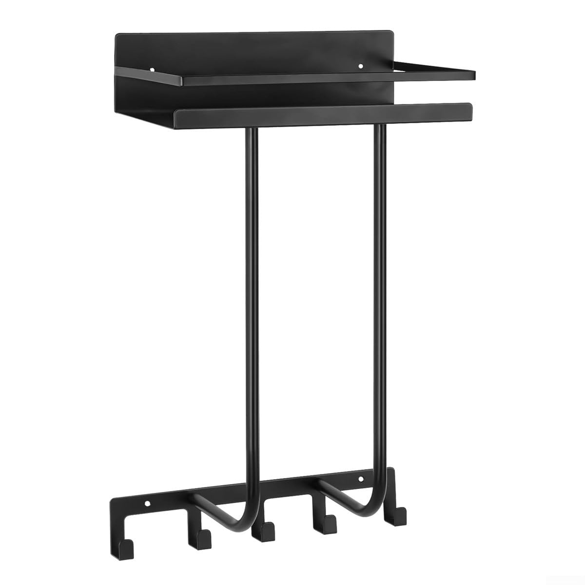 Organizador de baño negro toallero con estante para pared estilo nórdico