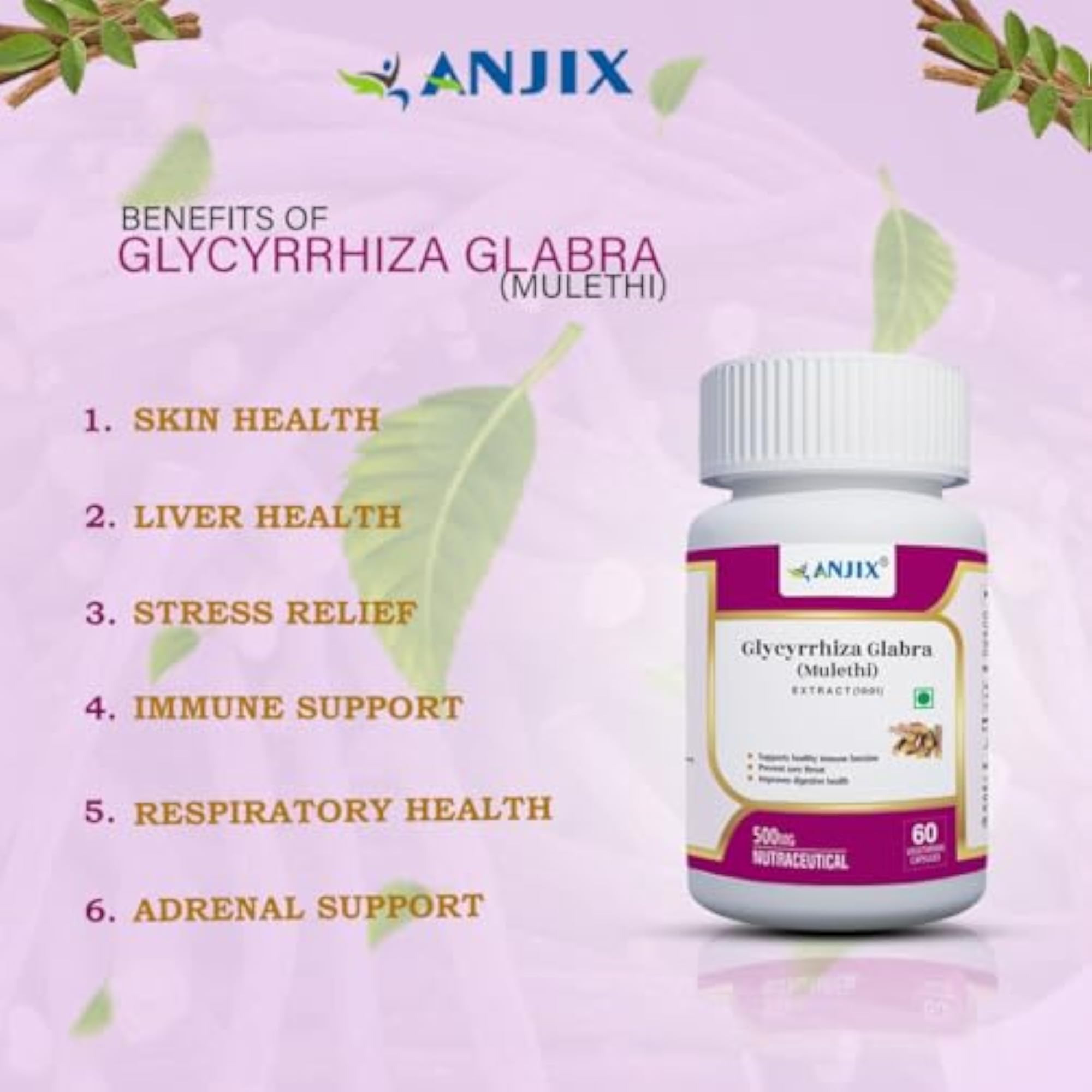 ANJIX Glycyrhiza Glabra Extract, Herbal Supplement