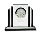 Executive Gift Shoppe | "Personalized Step Design Premier Crystal Clock | Customized Glass Desk Cloc