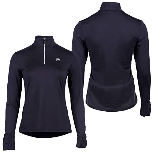 T-shirt thermique manches longues QHP Bodil col zippé noir 36 pour stopper le froid