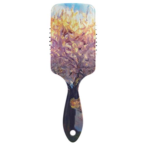 FANTAZIO Cepillo de pelo para pintura al óleo de árbol, ideal para alisar, alisar, desenredar la parte superior, sin estática