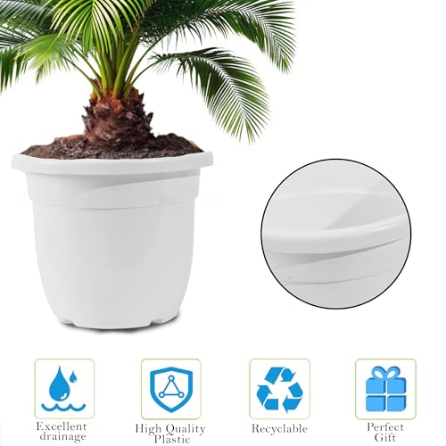 Image of Kuber Industries 14 Inch Plastic Large Size Flower Pot for Home, Office, Living Room, Balcony & Garden | Aesthetic & Portable Gamla Pot /Planter for Ideal for Indoor & Outdoor Use | White