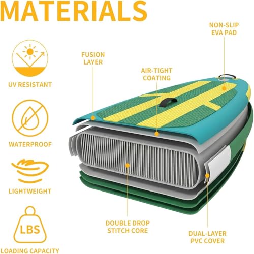 KMFurnila Inflatable Stand Up Paddle Board for All Skill Levels - Portable SUP Paddleboard with Premium Accessories, Durable Construction & Non-Slip Deck for Water Sports Adventures - Thumbnail 3