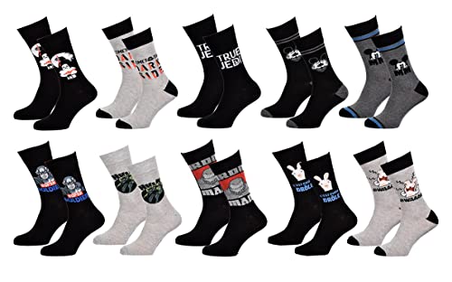 OZABI - Pack de Chaussettes Adulte Licence Fantaisies-Assortiment modèles photos selon arrivages- Pack de 10 Paires homme Licence Mix 43/46 Cover