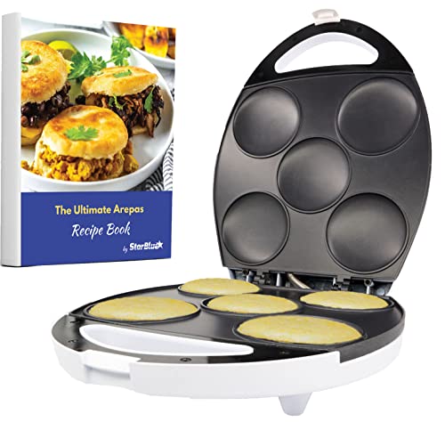 Electric Arepa Maker and Mini Pancake Maker by StarBlue with FREE Arepa Recipes eBook - Quick and making 5 Venezuela and Colombia styles Arepas in 6 minutes AC 120V 60Hz 1200W by StarBlue - Used condition - CA$35.53