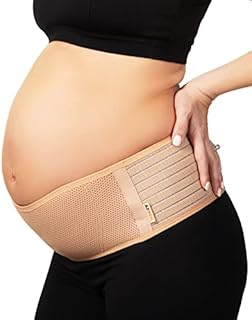 AZMED Maternity Belly Band for Pregnant Women | Pregnancy Belly Support Band for Abdomen, Pelvic, Waist, & Back Pain | Adjustable Maternity Belt | For All Stages of Pregnancy & Postpartum (Beige)