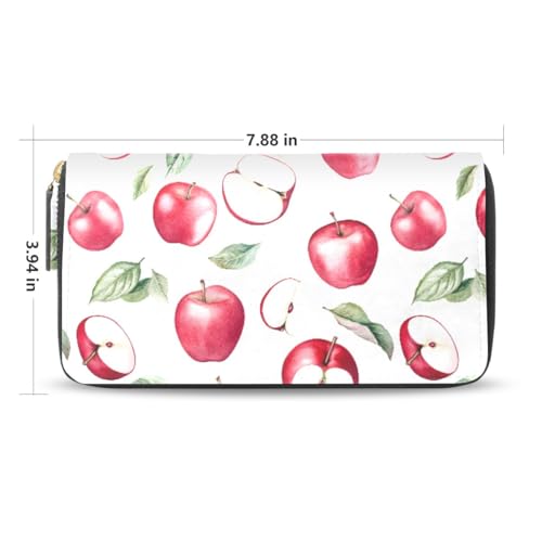 Long Wallets Leather Bifold Wallet for Women Apples Fruits with Zipper Credit Card Holder Large Capacity2