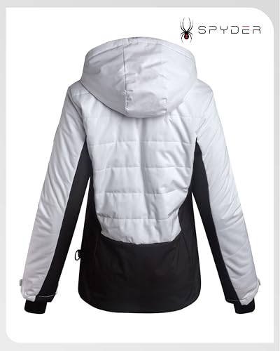 Spyder Womens Ski Jacket - Faux Fur Lined Insulated 3 in 1 Puffer Jacket - Reversible Quilted Winter Coats for Women, Size X-Large, White