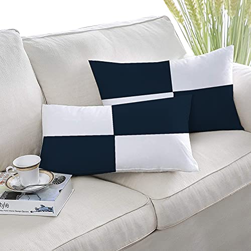 Image of Sleeping Pillow - Micro Fiber Filled Pillow /Takiya Set of 2-16x24 Inch Chacked Navy