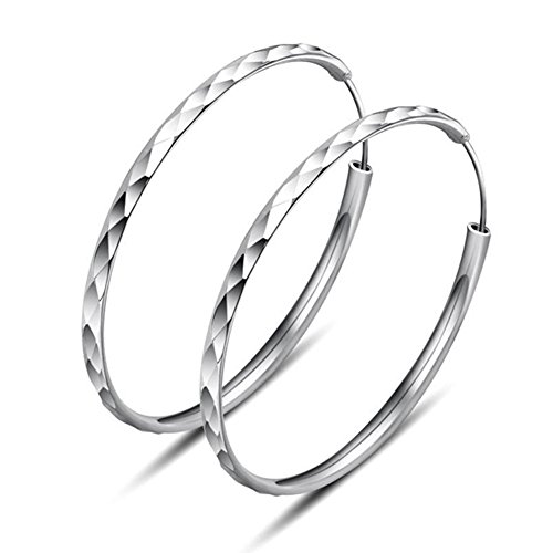 Hasnsofie Creolen Silber 925 Groß, Silber Ohrringe Damen 925, Kreole Rund Ring ohne Zirkonia, Ohrringe Hoop Kreis, Modeschmuck 50mm Groß mit Geschenkbox für Frau Mädchen Passt Alltag Party Hochzeit Cover