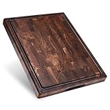 Sonder Los Angeles Alfred Cutting Board Made in USA | Black Walnut End Grain Cutting Board with Non-Slip Feet, Juice Groove, Sorting Compartments | Gift Box Included | 17x13x1.5 in