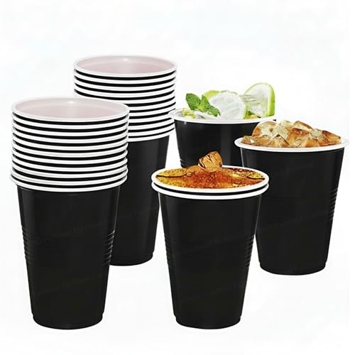 Image of FunBlast Party Drinking Glasses - 20 Pcs | 500 ML Reusable Beer Pong & Cocktail Cups | Leakproof, Strong & Durable Plastic Glass Set for Parties, Events & Celebrations (Black)