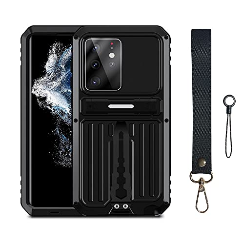 Coque Samsung S22 Ultra antichoc en silicone et métal avec béquille